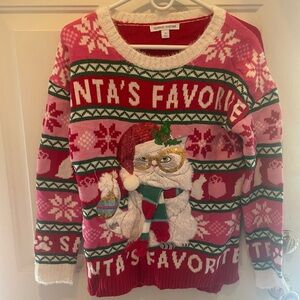 Medium ladies Christmas sweater with a cat